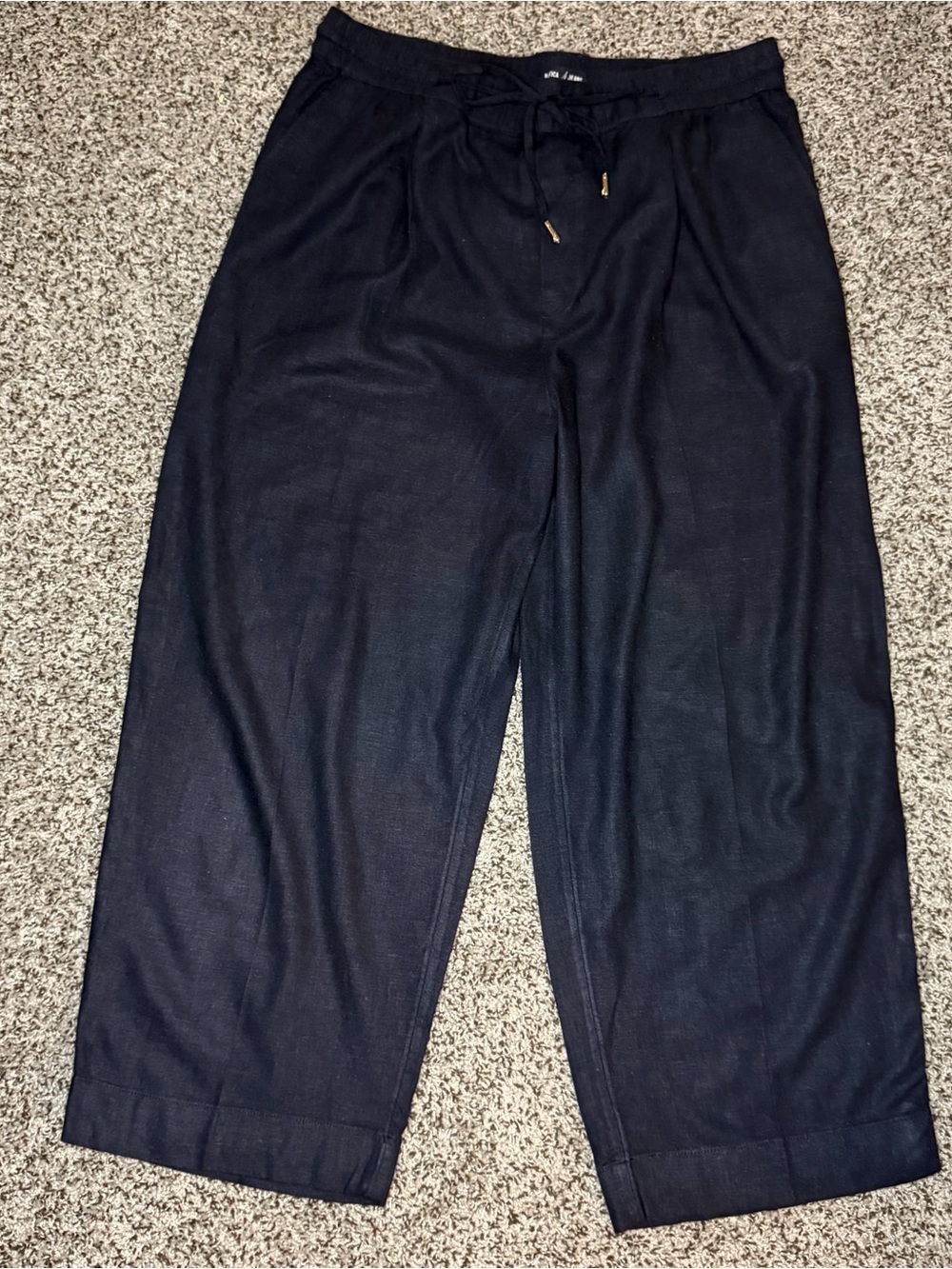 Nautica Jeans Navy Linen Blend Wide Leg Pants Women’s XL Coastal Vaca Resortwear